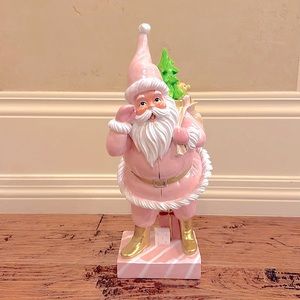 Viral Pink Santa with Tree Statue